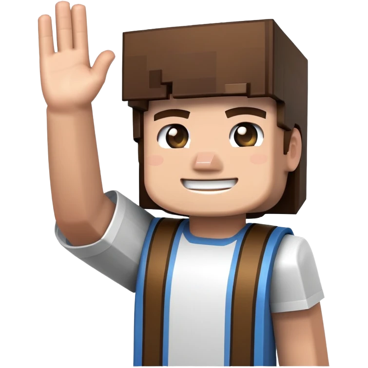 Minecraft character waving emoji