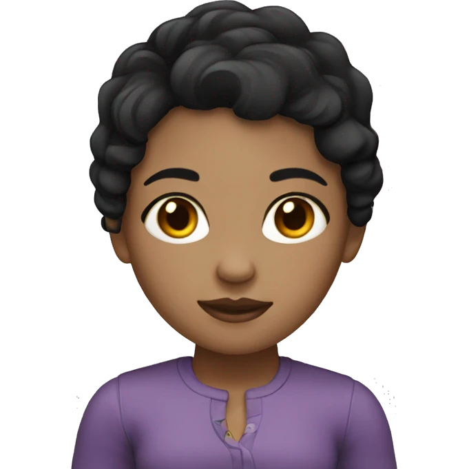 Girl with light skin black hair and black eyes  emoji