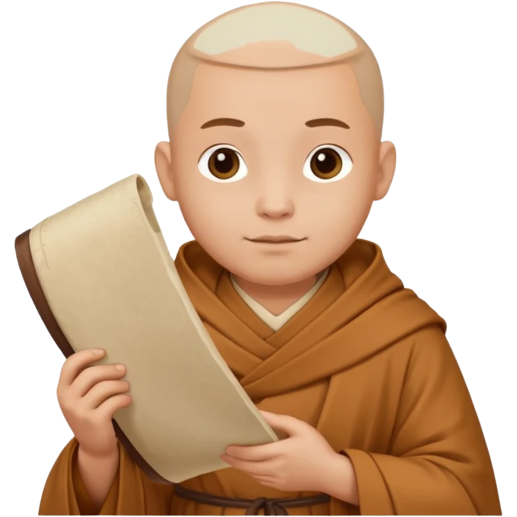A gentle monk in simple robes, holding a scroll with serene expression.
 emoji
