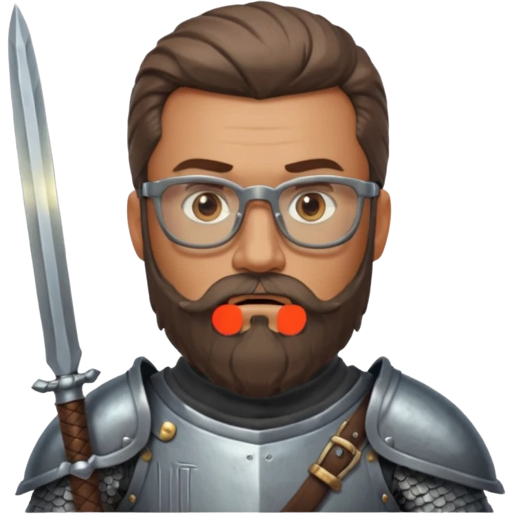kinghts with glasses with long bearder looks like warrier emoji