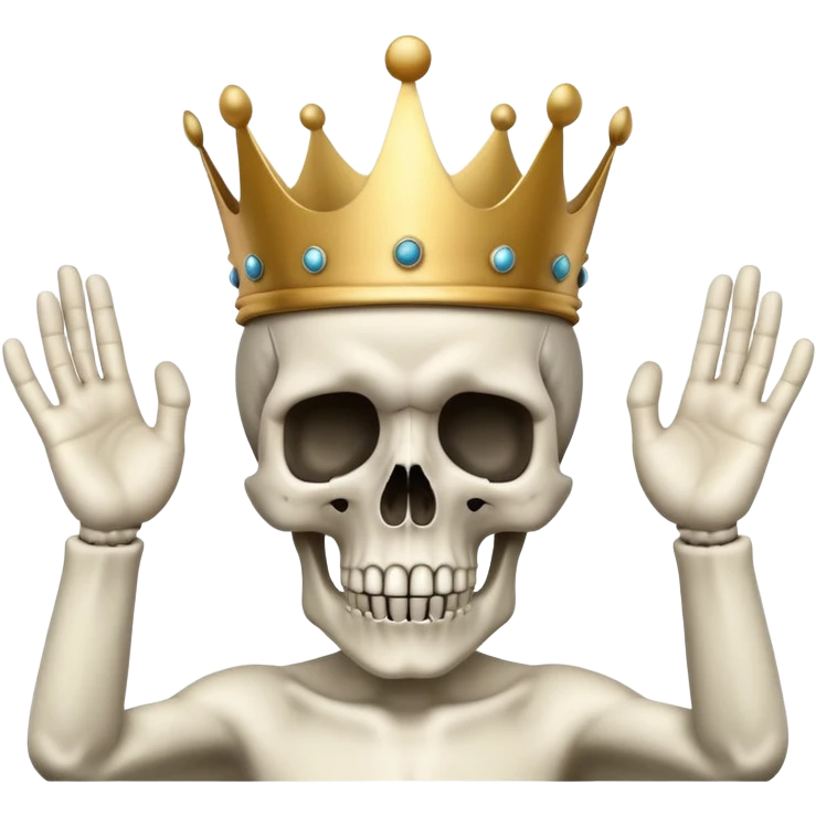 shocked skull with crown, hands raised pressing on head in disbelief emoji