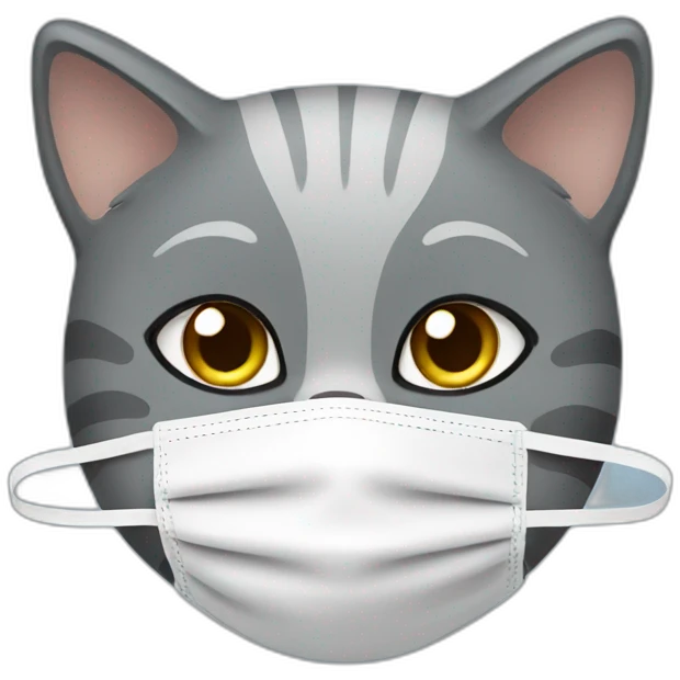 gray cat wearing a face mask emoji
