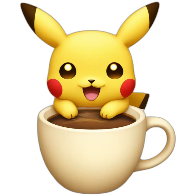 sleppy picachu with coffee emoji
