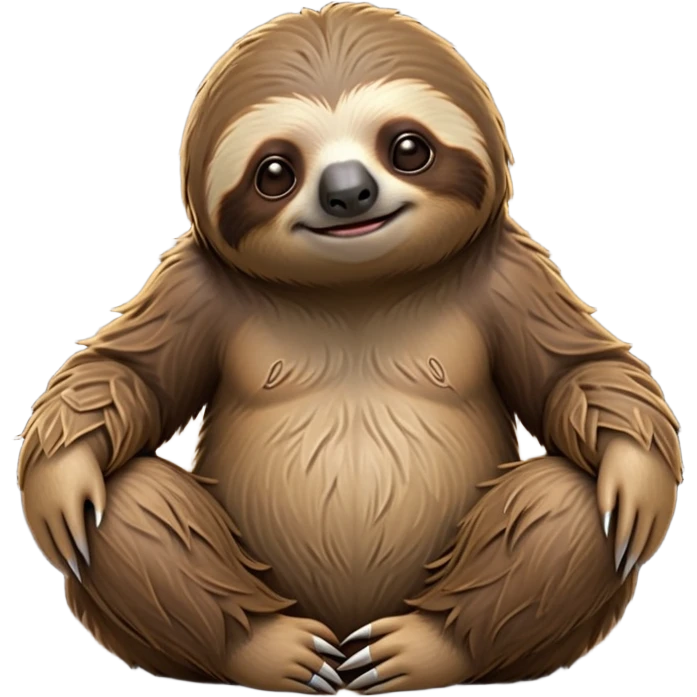 cinematic-sloth-realistic-full-body-sitting-emoji,-long-curved-claws-clinging,-thick-shaggy-brown-fur-slightly-ruffled,-head-tilted-dramatically,-slow-blinking-eyes-filled-with-serene-wisdom,-simplified-yet-realistic-focused-features,-highly-detailed,-glowing-with-an-almost-sarcastic-glow emoji