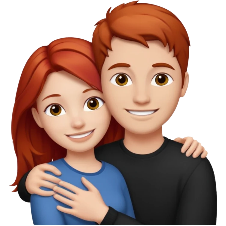 Red haired girl with white guy dark brown hair  romance emoji