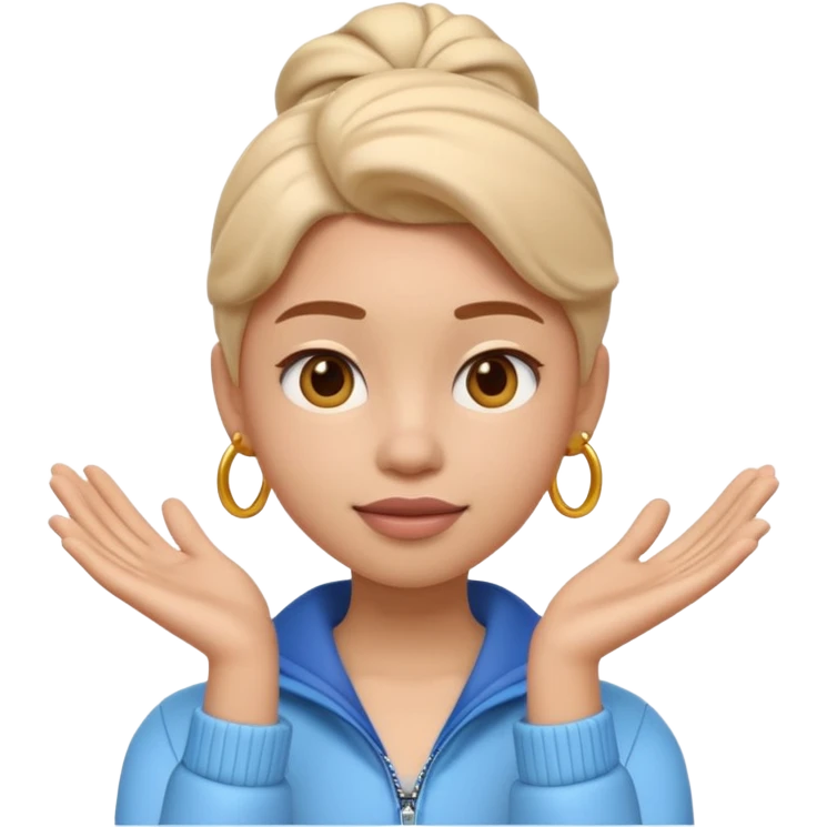 A 3D emoji with a Disney style that the depicts a person who is learning to become a fashionista as her highchool extended profile. She is young in a highschool age. emoji