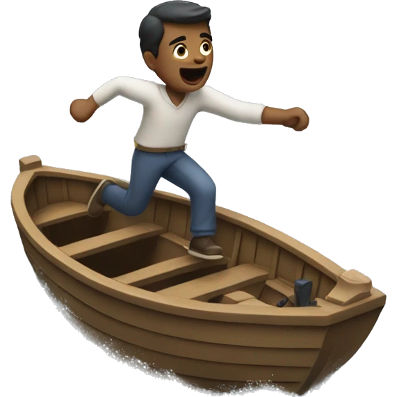 Man chasing boat emoji