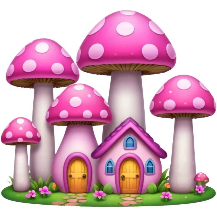 pink mushroom houses emoji
