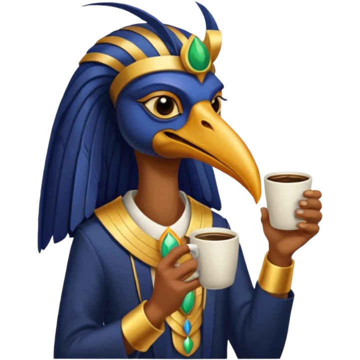 Thoth bird god drink coffee emoji