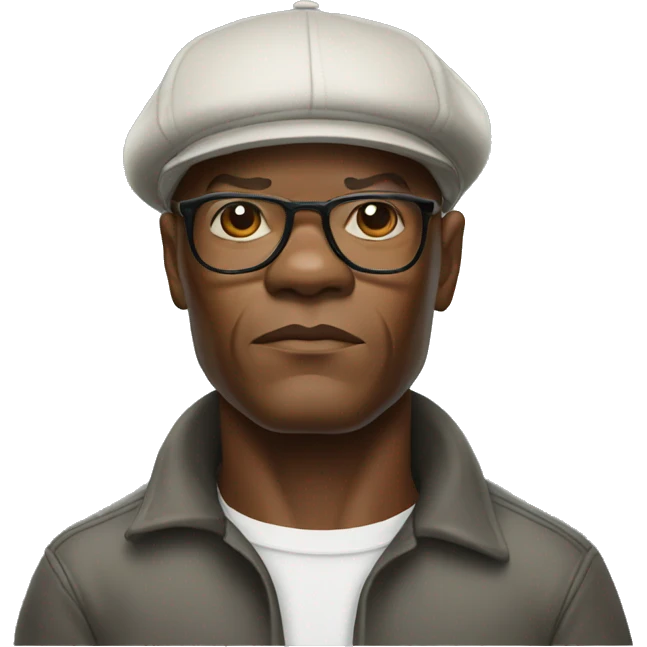 bald samuel l jackson serious wearing shirt and Kangol emoji
