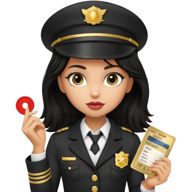 a pretty bratz dusky girl in a train with black shaggy hair emoji