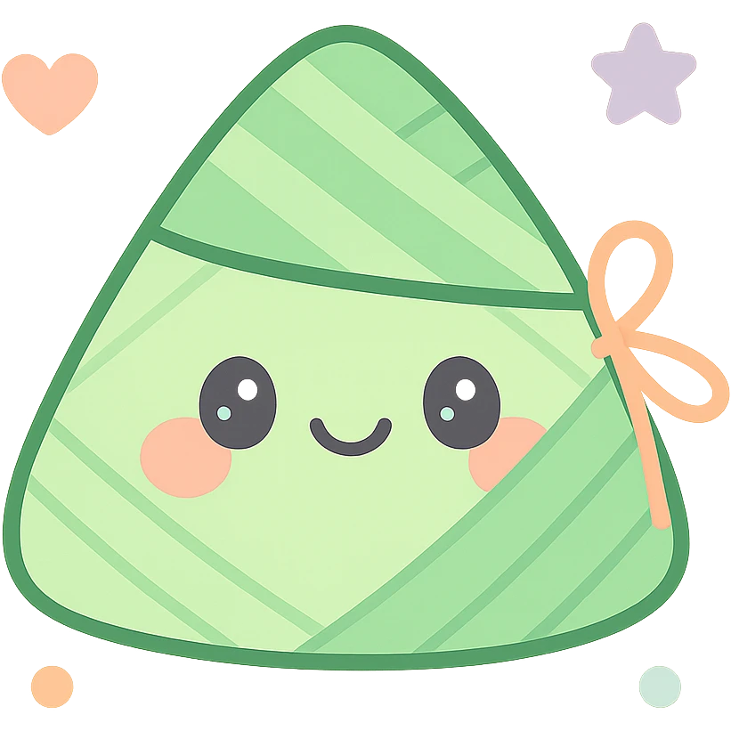 端午节粽子，卡通可爱风格，粽子带笑脸，色彩明快，适合儿童, cartoon cute style, smiling zongzi, bright colors, suitable for children emoji