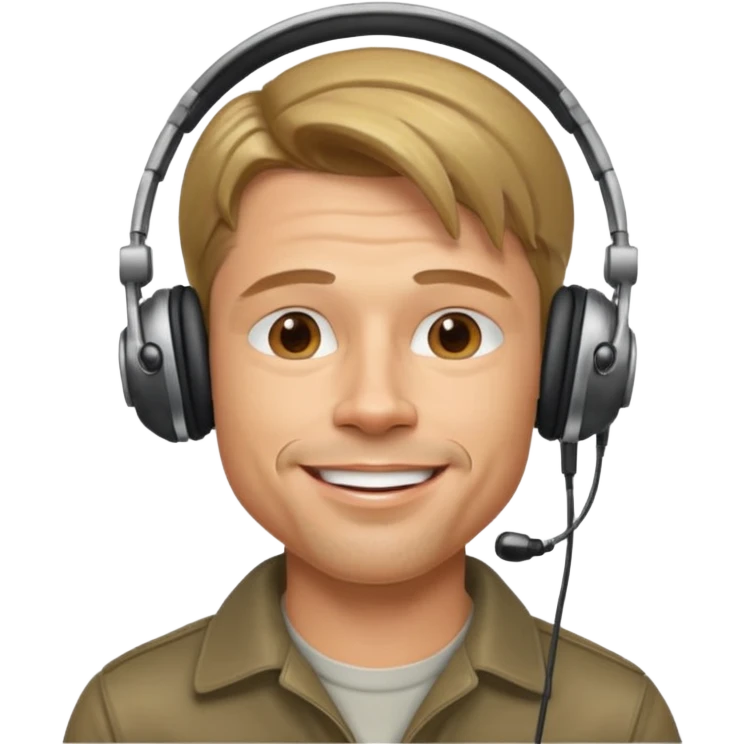 brad pitt using headphones emoji