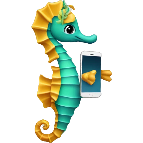 Seahorse holding phone emoji