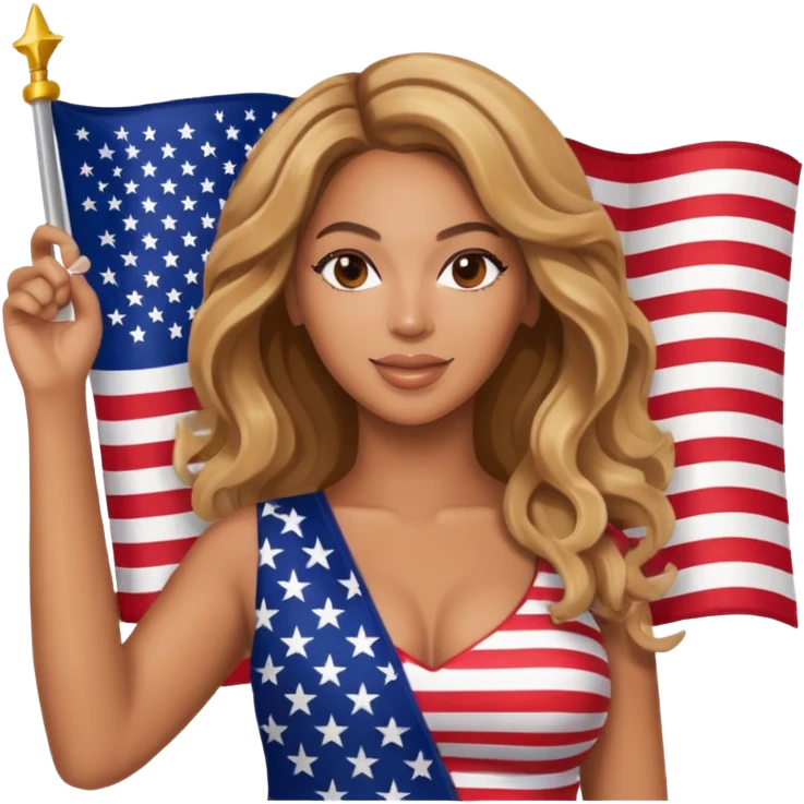 Beyonce with holding  american flag emoji