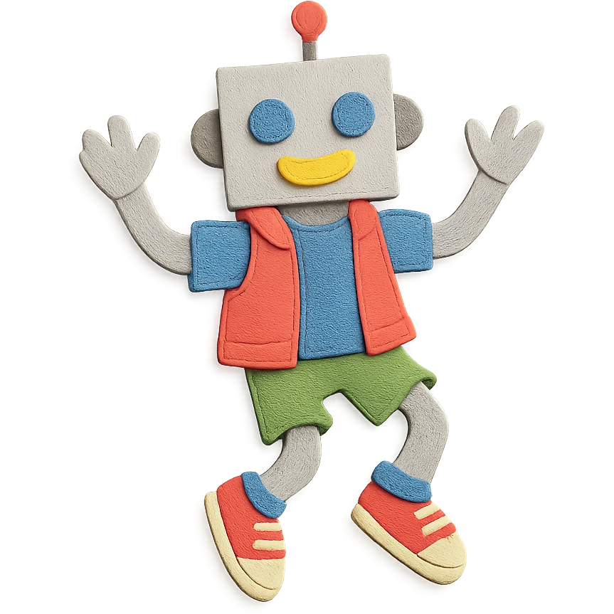 A teenage robot in bright teenage clothes and sneakers emoji