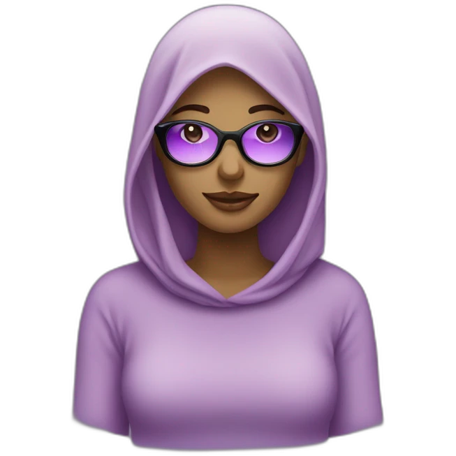 femme musulmane portant des habits mauve et des lunettes de soleil aux verres noirs emoji