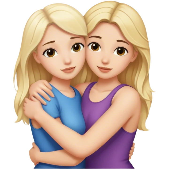 blonde and brunette girls hugging emoji