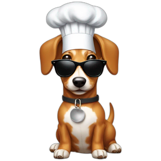 wiener dog chef hat sunglasses bone emoji