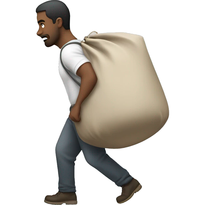 white tired man dragging a big heavy bag behind him emoji
