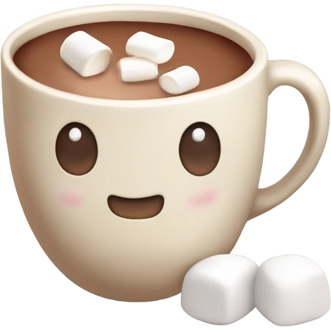 Light beige mug of hot chocolate with marshmallows  emoji