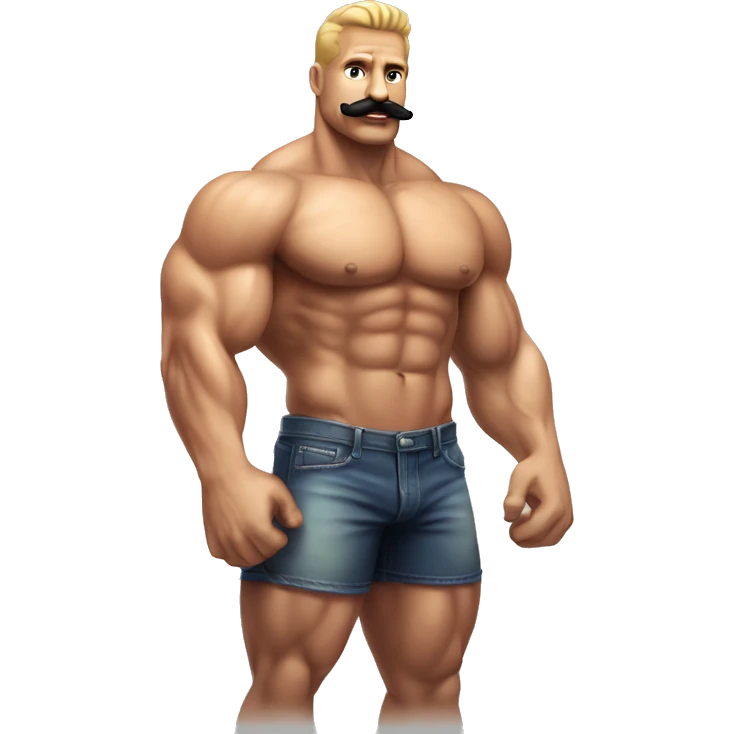 Muscular gay bodybuilder with mustache bikini realistic emoji
