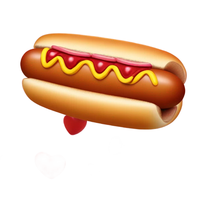 Hot dog with hearts arounx emoji