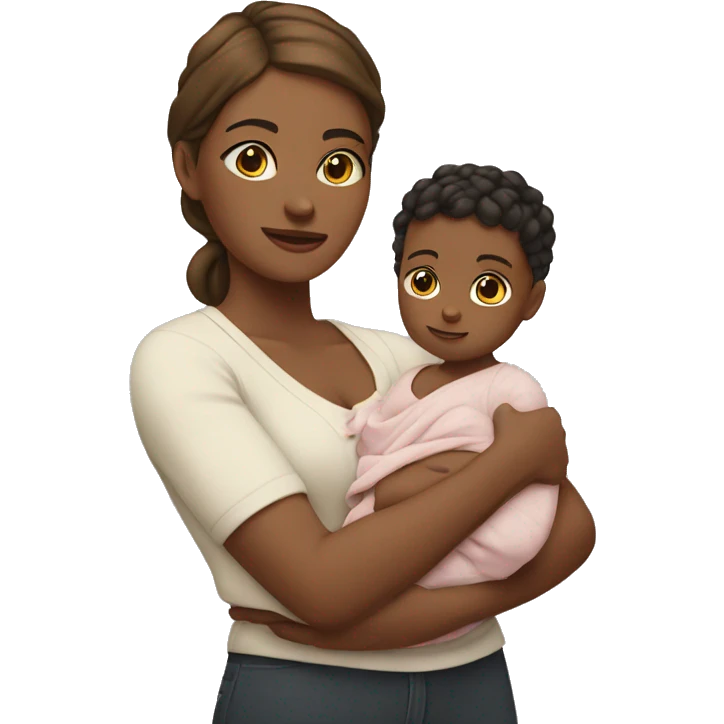 Portrait of a mom holding a baby ￼ emoji