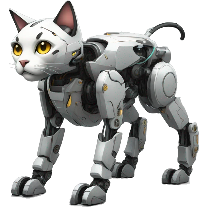 Futuristic mechanical cat-mecha full body emoji