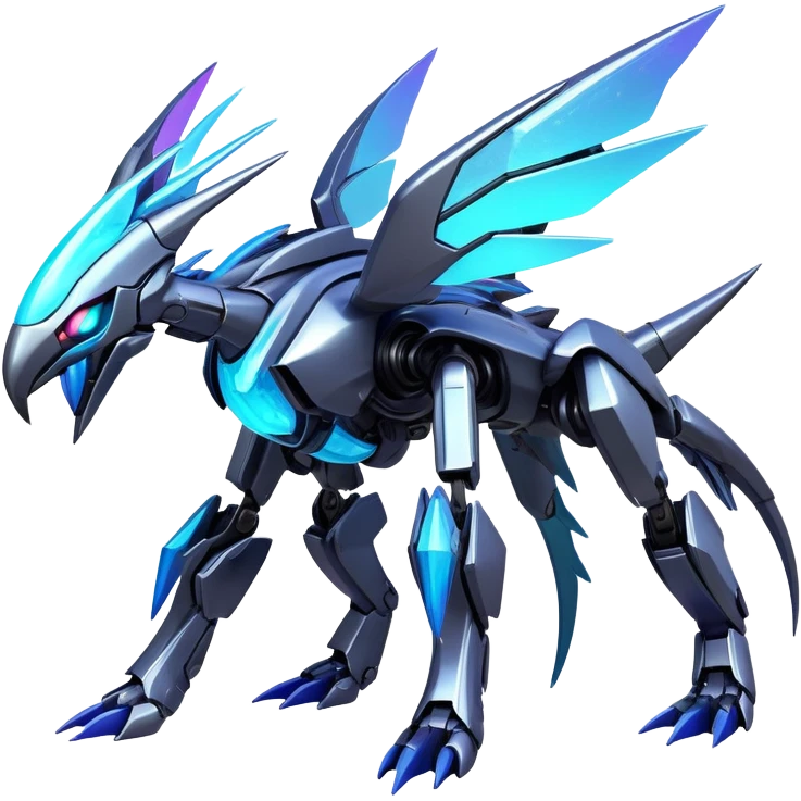  Epic legendary rare glowing mechanical Shiny sparkly transparent bioluminescent luminescent vibrant bright pastel dark exotic iridescent colorful gradients futuristic modern metallic glossy glittery fantasy-cyber-Fakémon-Vernid-Dialga-Palkia-mecha-creature emoji
