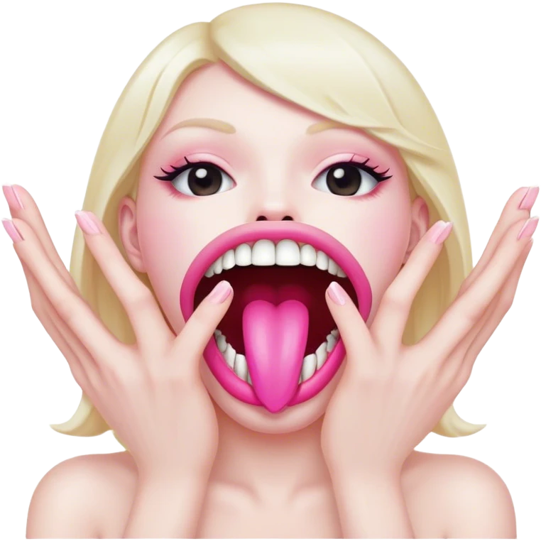 Mouth with hands coming out of the mouth emoji