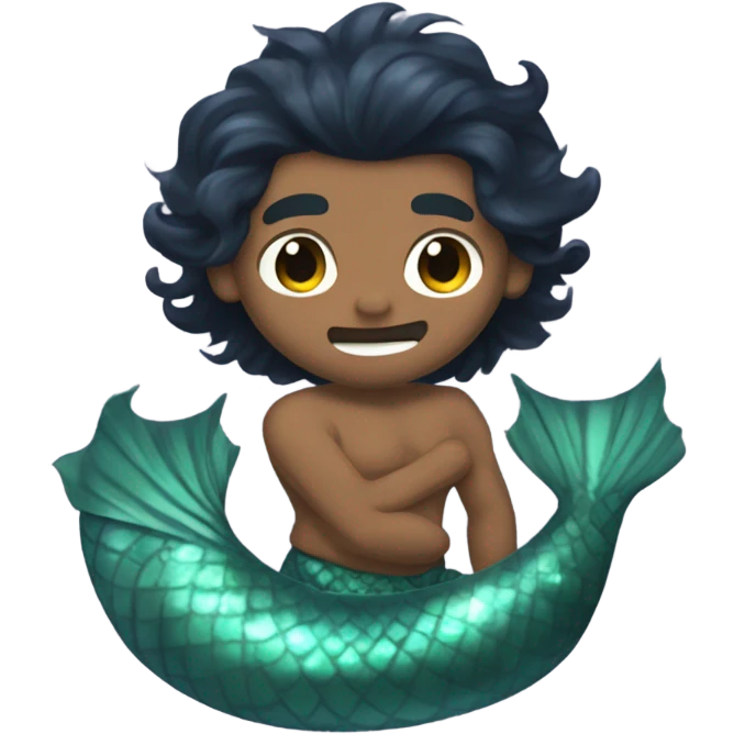 Tan merman with dark hair emoji