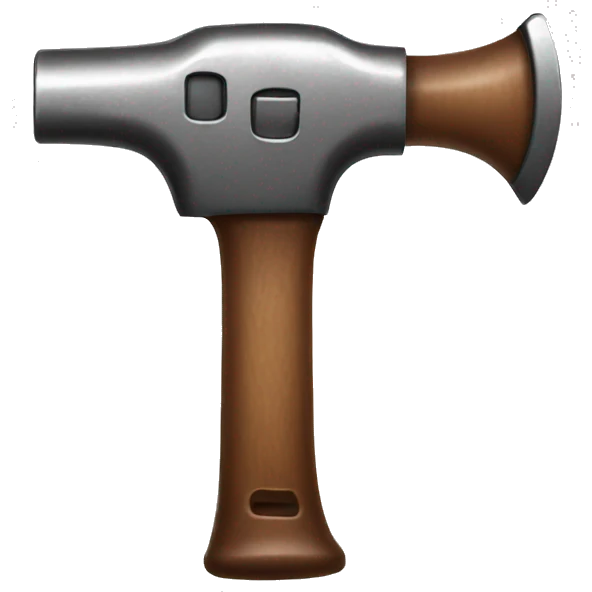 Hammer with little eyes and a gun emoji
