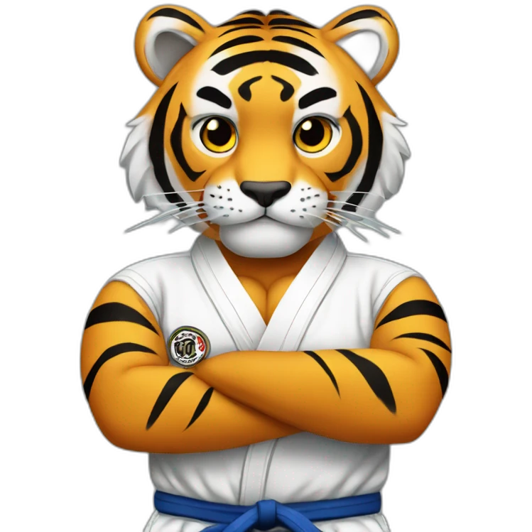 Tiger jiu jitsu with his arms crossed emoji
