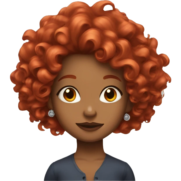 Red haired girl with voluminous curls and earrings emoji