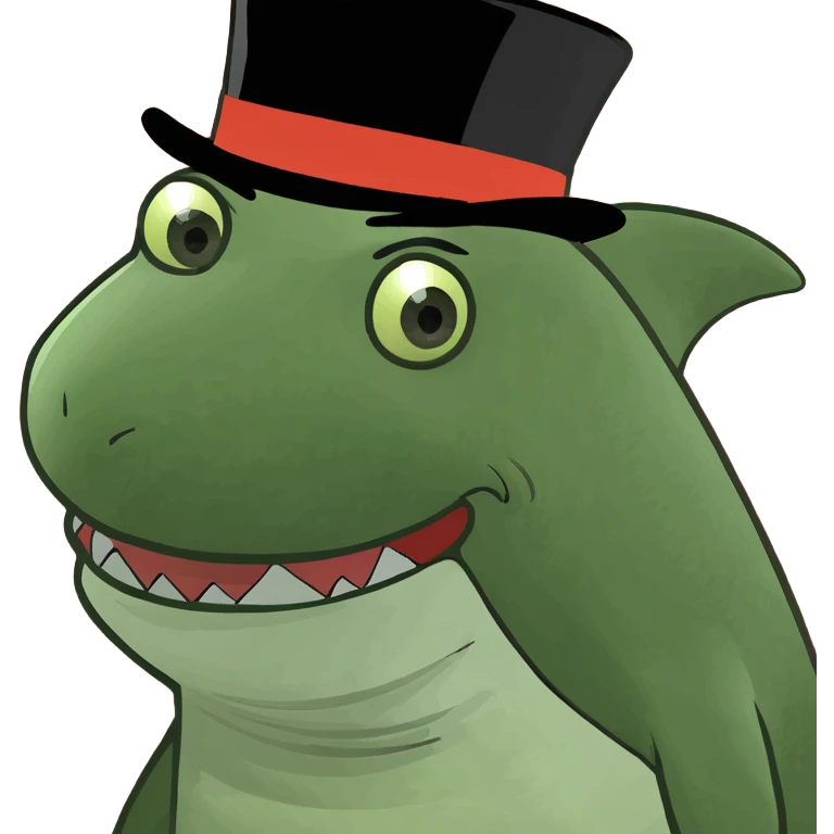 Shark with a top hat emoji