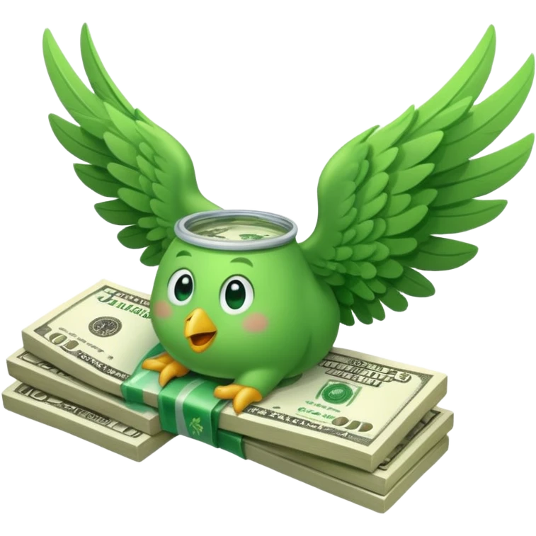 un fajo de dólares con alas volando emoji