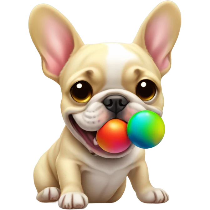 Blonde French bulldog playing ball emoji