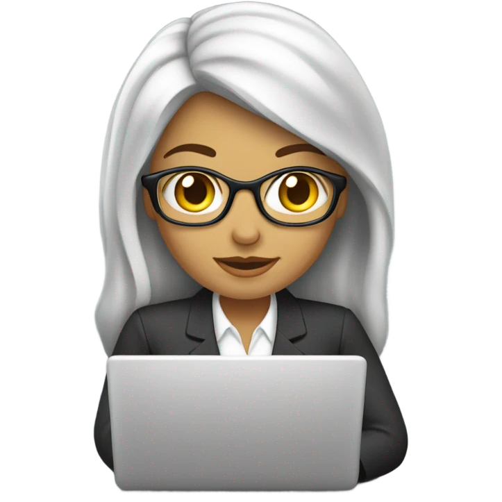 Mujer con laptop, vestida de ejecutiva de negocios emoji