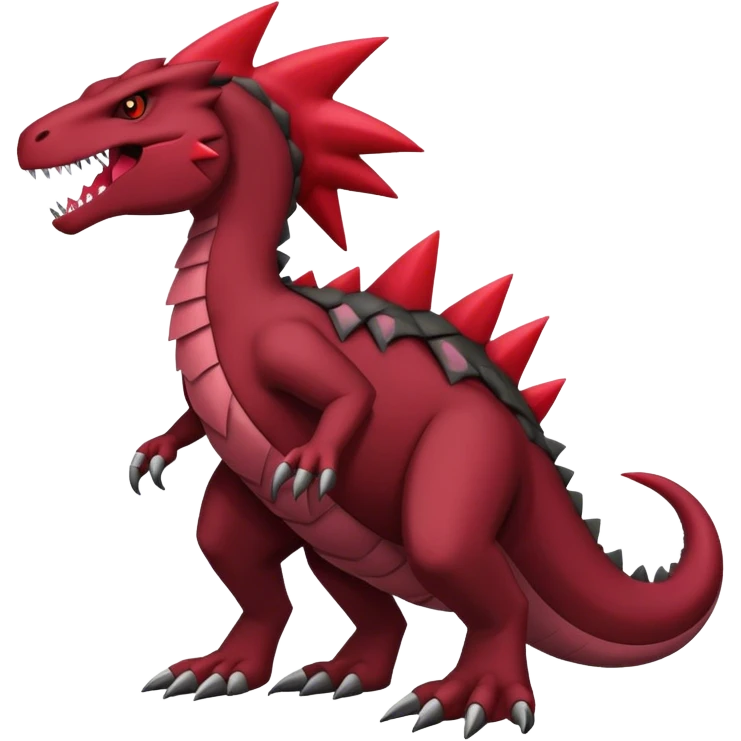 Badass black and red salazzle-tyranitar-hybrid, full body emoji