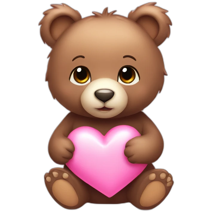 Cute baby bear with pink heart emoji