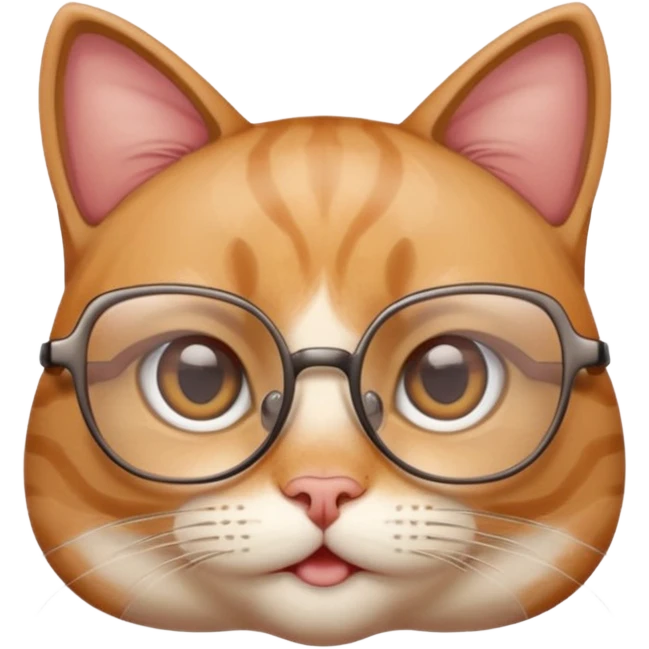cute girl cat with really big square glasses with super thin frames emoji