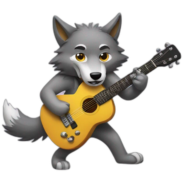 wolf playing guitar emoji
