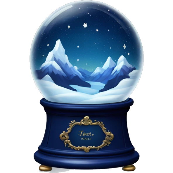 vintage dark blue rococo night sky mountains snow globe emoji