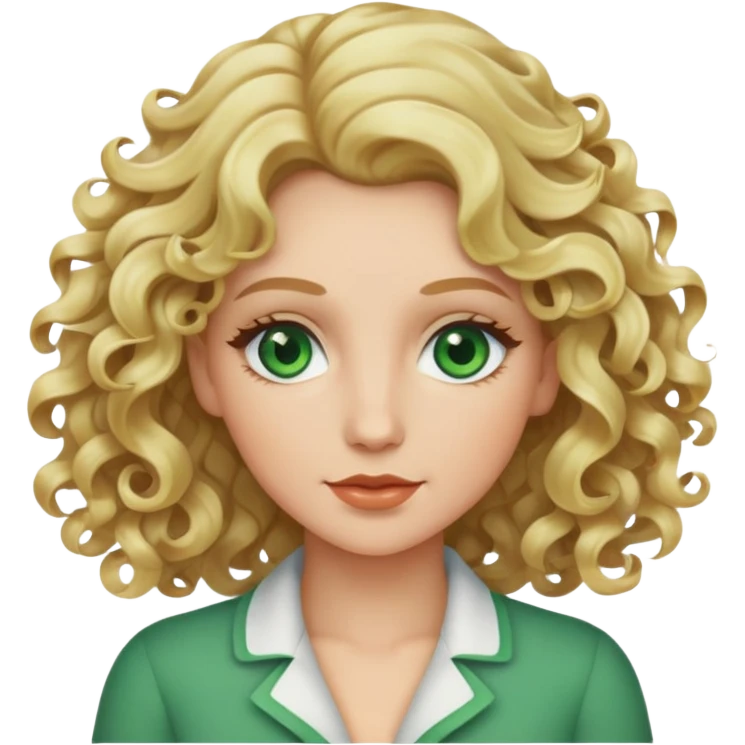 woman with blonde 2c wavy curls and green eyes emoji
