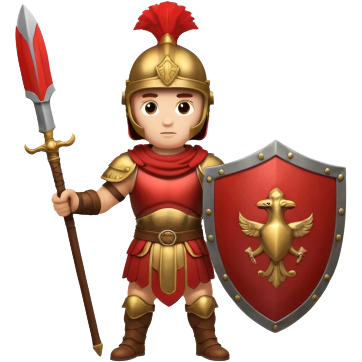 A strong Roman soldier in red-plumed helmet, bronze armor, and firm shield stance.
 emoji