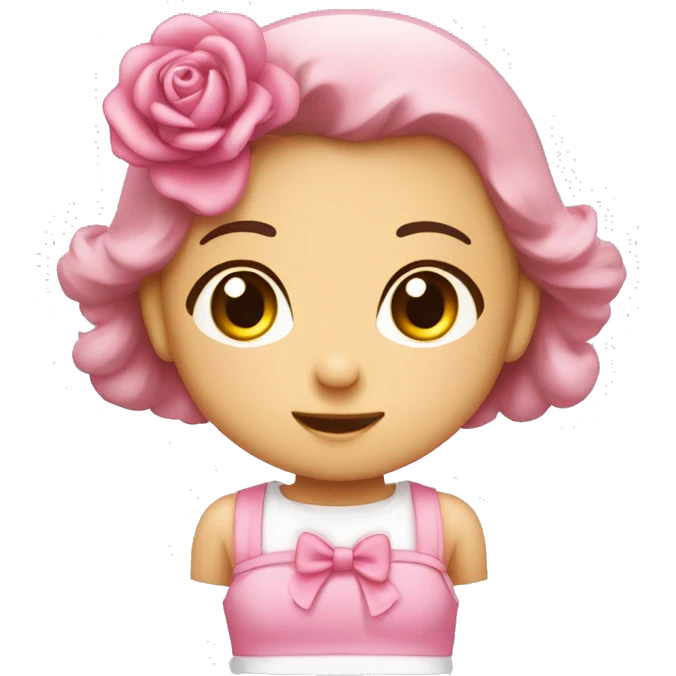 Coração rosa bebê com uma laço branco no meio emoji