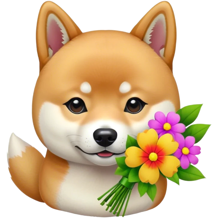 shiba inu with flowers emoji