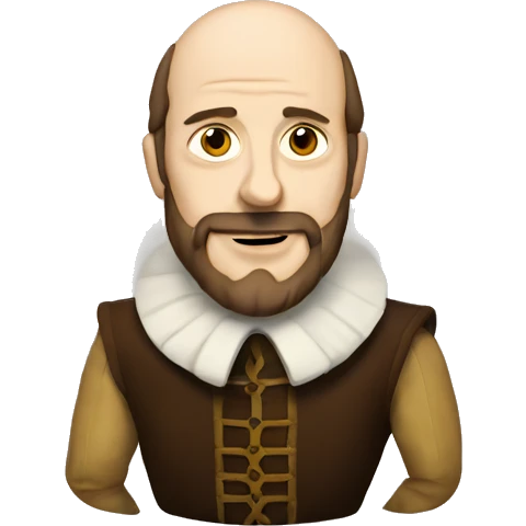 Shakespeare with index up and book emoji