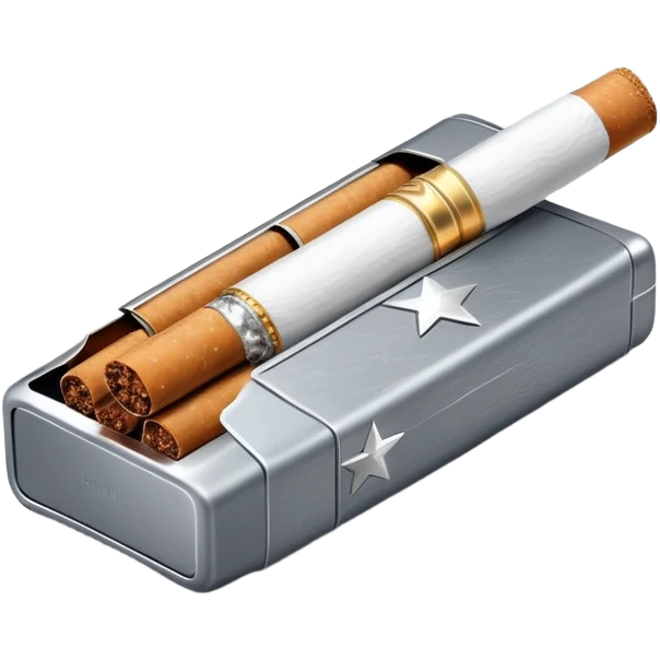 7 stars grey shining cigaret pack with a few cigaret inside emoji